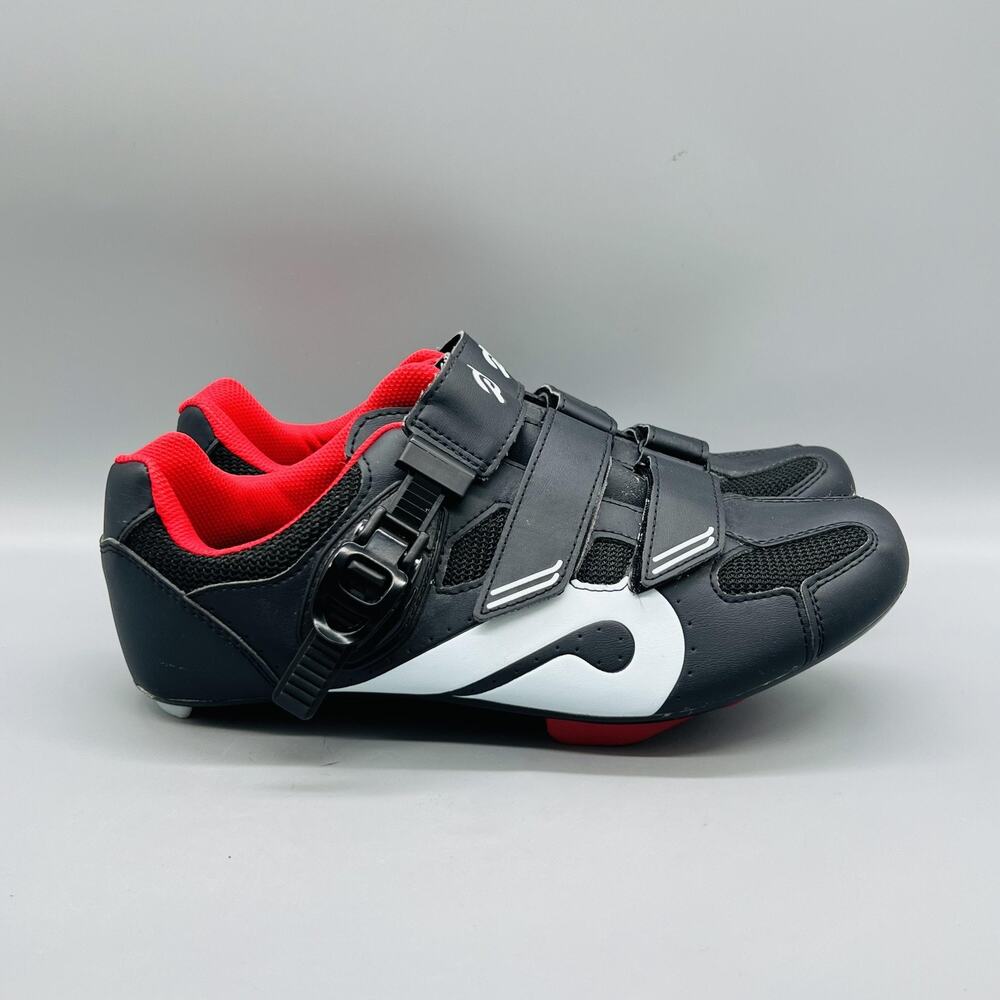Peloton Shoes Mens 8 Black Road Cycling Look Delta 3 Bolt Cleats Spin Bike Strap